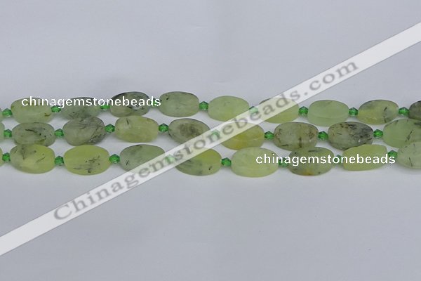 CRU781 15.5 inches 10*16mm oval green rutilated quartz beads