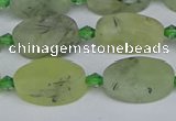 CRU782 15.5 inches 11*18mm oval green rutilated quartz beads