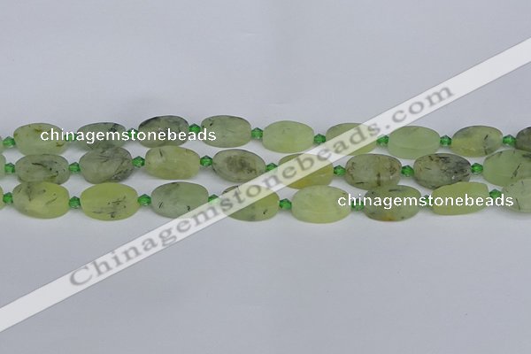 CRU782 15.5 inches 11*18mm oval green rutilated quartz beads