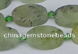 CRU783 15.5 inches 13*20mm oval green rutilated quartz beads