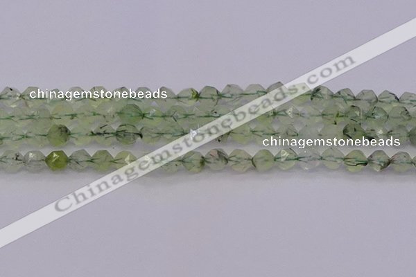 CRU791 15.5 inches 6mm faceted nuggets green rutilated quartz beads