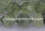 CRU794 15.5 inches 12mm faceted nuggets green rutilated quartz beads