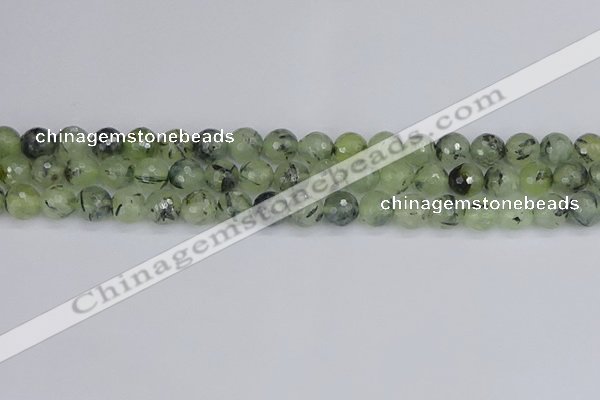 CRU802 15.5 inches 8mm faceted round prehnite gemstone beads