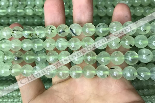 CRU812 15.5 inches 8mm round green rutilated quartz beads