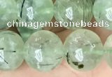 CRU814 15.5 inches 12mm round green rutilated quartz beads