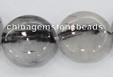 CRU83 15.5 inches 25mm flat round black rutilated quartz beads