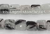 CRU84 15.5 inches 10*10mm square black rutilated quartz beads