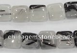 CRU85 15.5 inches 12*12mm square black rutilated quartz beads