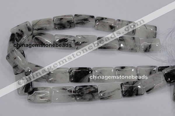 CRU86 15.5 inches 18*25mm rectangle black rutilated quartz beads