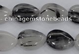 CRU87 15.5 inches 15*20mm flat teardrop black rutilated quartz beads