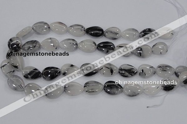 CRU87 15.5 inches 15*20mm flat teardrop black rutilated quartz beads