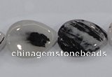 CRU88 15.5 inches 18*25mm flat teardrop black rutilated quartz beads