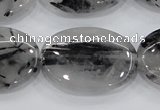 CRU89 15.5 inches 22*30mm oval black rutilated quartz beads wholesale