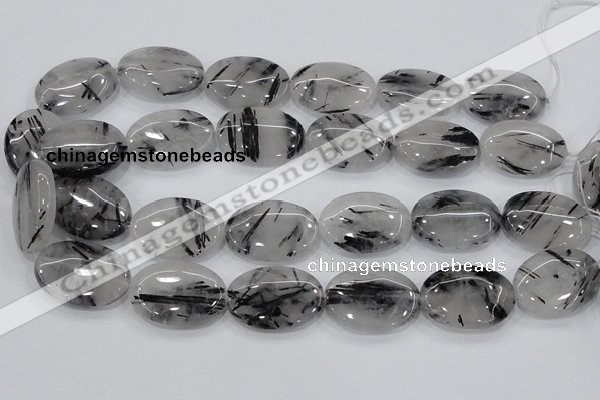 CRU89 15.5 inches 22*30mm oval black rutilated quartz beads wholesale