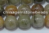 CRU904 15.5 inches 12mm round green rutilated quartz beads wholesale