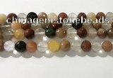 CRU914 15.5 inches 11mm faceted round mixed rutilated quartz beads