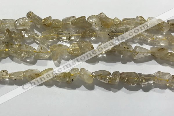 CRU929 15.5 inches 6*8mm - 10*12mm chips golden rutilated quartz beads