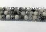 CRU935 15.5 inches 13mm faceted round black rutilated quartz beads