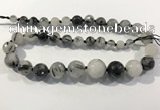 CRU938 8mm - 18mm faceted round black rutilated quartz graduated beads