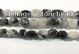 CRU940 12*18mm - 18*25mm faceted nuggets black rutilated quartz beads