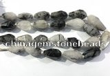 CRU941 13*18mm - 18*32mm faceted nuggets black rutilated quartz beads