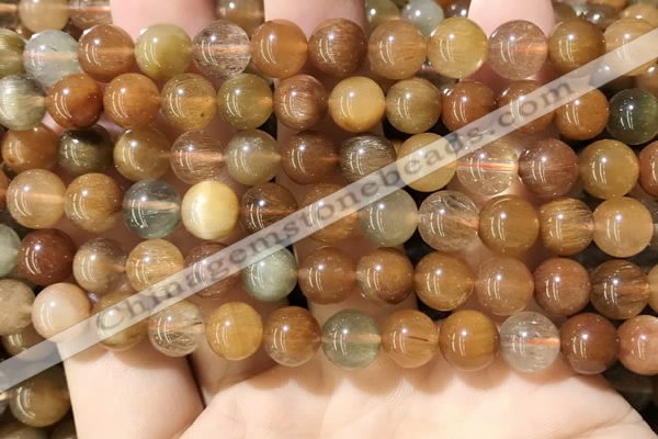 CRU948 15.5 inches 8mm round mixed rutilated quartz beads