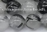 CRU956 15.5 inches 10mm round black rutilated quartz beads