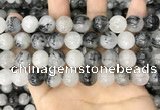 CRU964 15.5 inches 12mm round black rutilated quartz beads