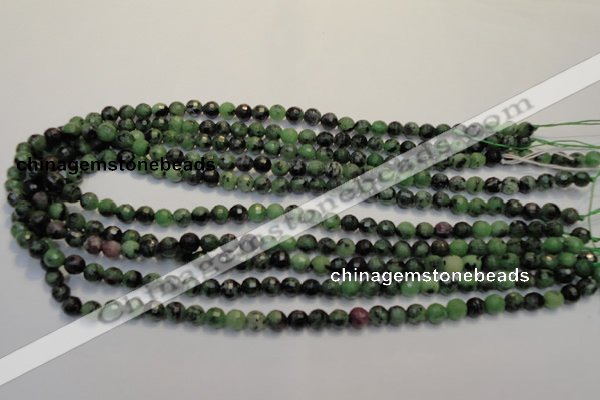 CRZ105 15.5 inches 6mm faceted round ruby zoisite gemstone beads