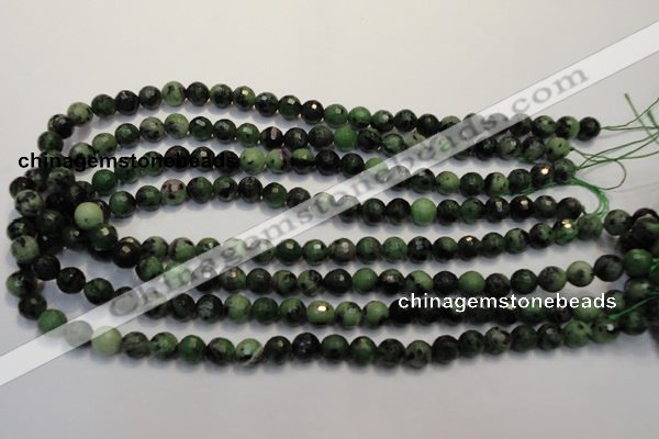 CRZ106 15.5 inches 8mm faceted round ruby zoisite gemstone beads