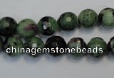 CRZ107 15.5 inches 10mm faceted round ruby zoisite gemstone beads