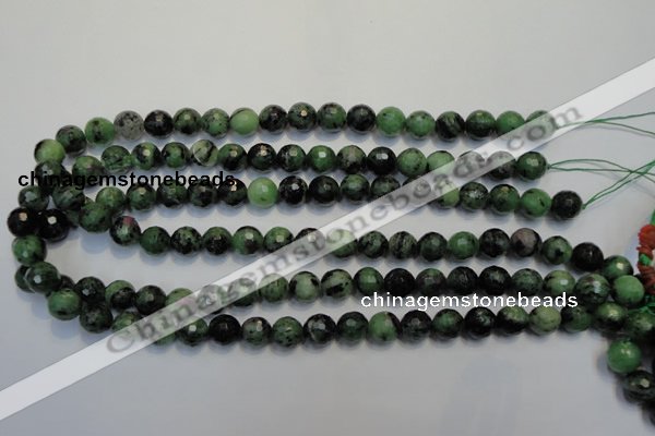 CRZ107 15.5 inches 10mm faceted round ruby zoisite gemstone beads