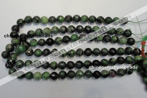 CRZ108 15.5 inches 12mm faceted round ruby zoisite gemstone beads