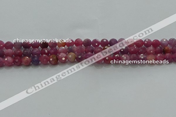 CRZ1121 15.5 inches 5mm faceted round natural ruby gemstone beads