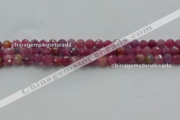 CRZ1122 15.5 inches 6mm faceted round natural ruby gemstone beads