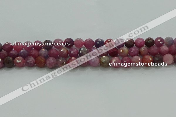 CRZ1123 15.5 inches 7mm faceted round natural ruby gemstone beads