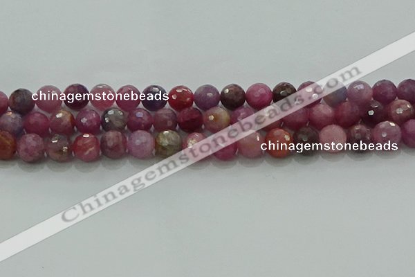 CRZ1124 15.5 inches 8mm faceted round natural ruby gemstone beads