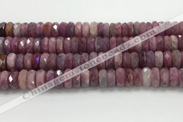 CRZ1155 15.5 inches 5*12mm faceted rondelle natural ruby beads