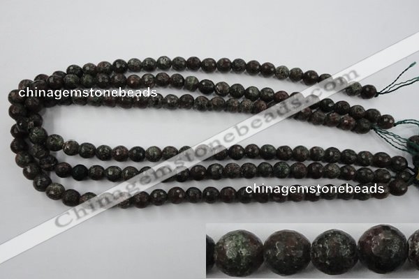 CRZ202 15.5 inches 8mm faceted round ruby zoisite gemstone beads