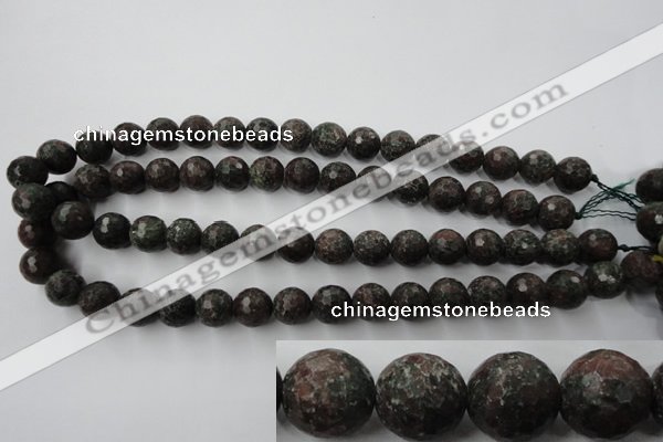 CRZ204 15.5 inches 12mm faceted round ruby zoisite gemstone beads