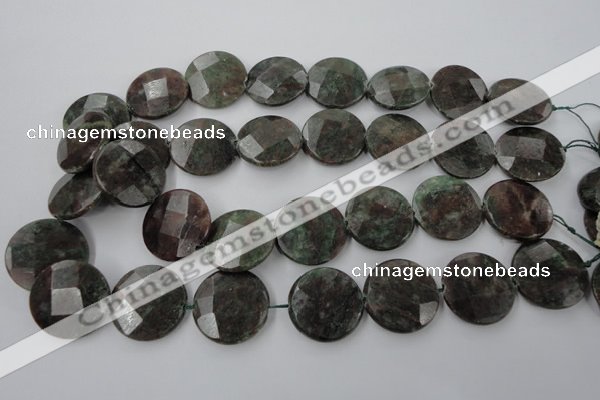 CRZ218 15.5 inches 25mm faceted coin ruby zoisite gemstone beads