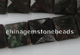 CRZ235 15.5 inches 15*15mm faceted square ruby zoisite gemstone beads