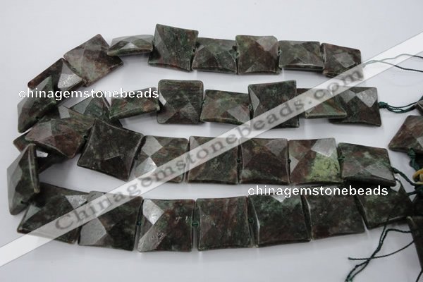 CRZ238 15.5 inches 25*25mm faceted square ruby zoisite gemstone beads