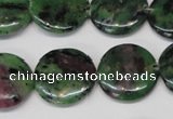 CRZ28 15.5 inches 20mm flat round ruby zoisite gemstone beads