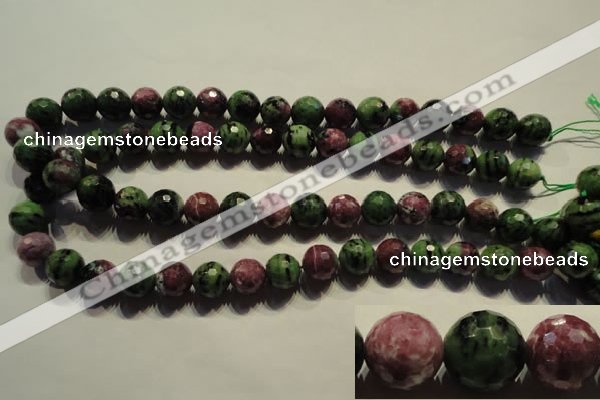 CRZ357 15.5 inches 13mm faceted round natural ruby zoisite beads