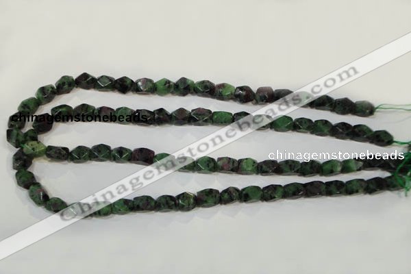 CRZ465 15.5 inches 7*10mm faceted nuggets ruby zoisite gemstone beads