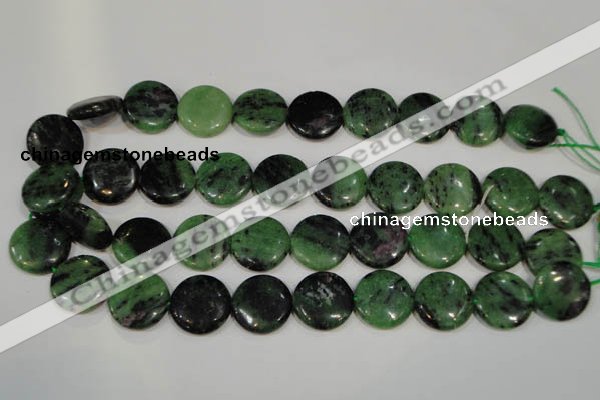 CRZ474 15.5 inches 20mm flat round ruby zoisite gemstone beads