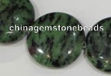 CRZ476 15.5 inches 26mm flat round ruby zoisite gemstone beads