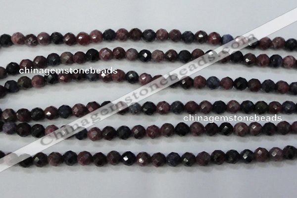 CRZ511 15.5 inches 6mm faceted round natural ruby sapphire beads