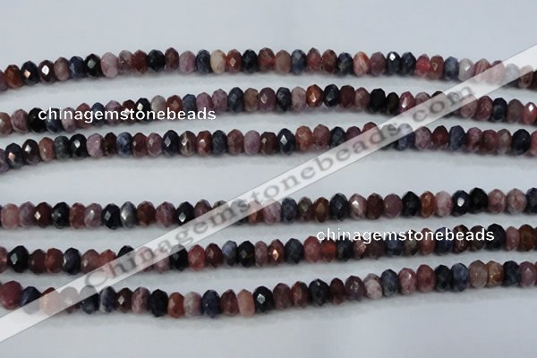 CRZ522 15.5 inches 4*6mm faceted rondelle natural ruby sapphire beads